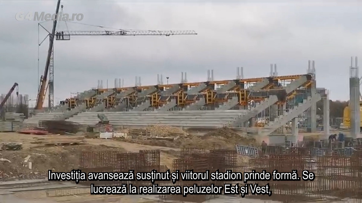 "Video: Progresul lucrărilor la primul stadion construit în Timișoara post-revoluționar cu finalizarea estimată pentru 2026"